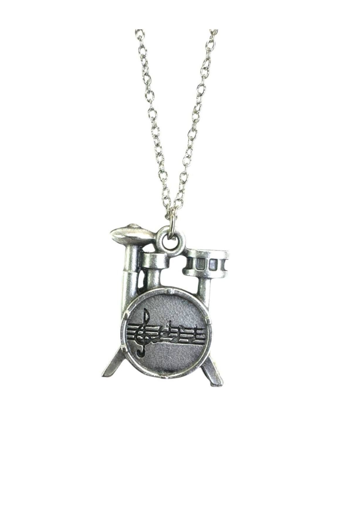 Herşey Nota Drummer’s Beat – Unisex Notalı Bateri Figürlü Kolye - 60 cm