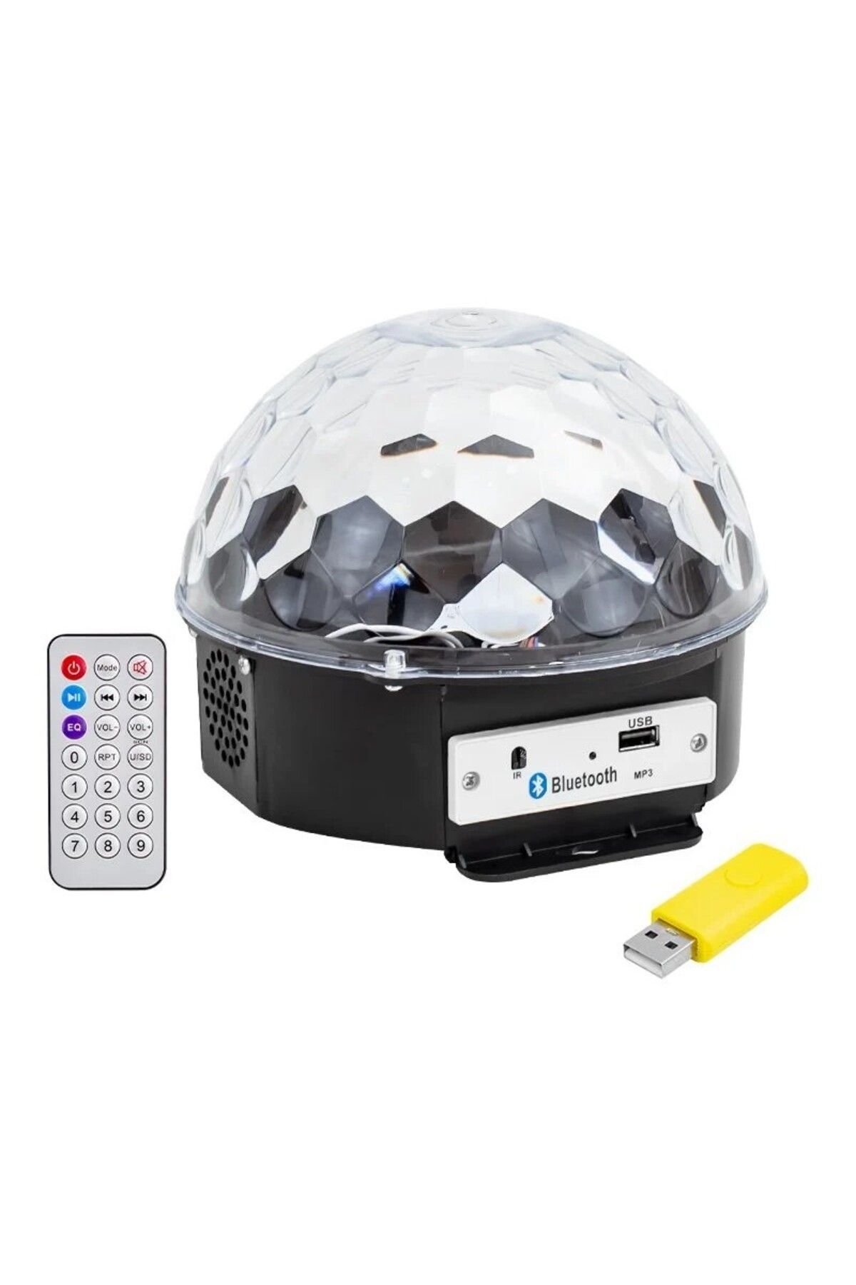 Vemora USB-BLUETOOTH DESTEKLİ KUMANDALI HOPARLÖRLÜ YARIM DÜNYA KÜRE DİSKO TOPU (5166)