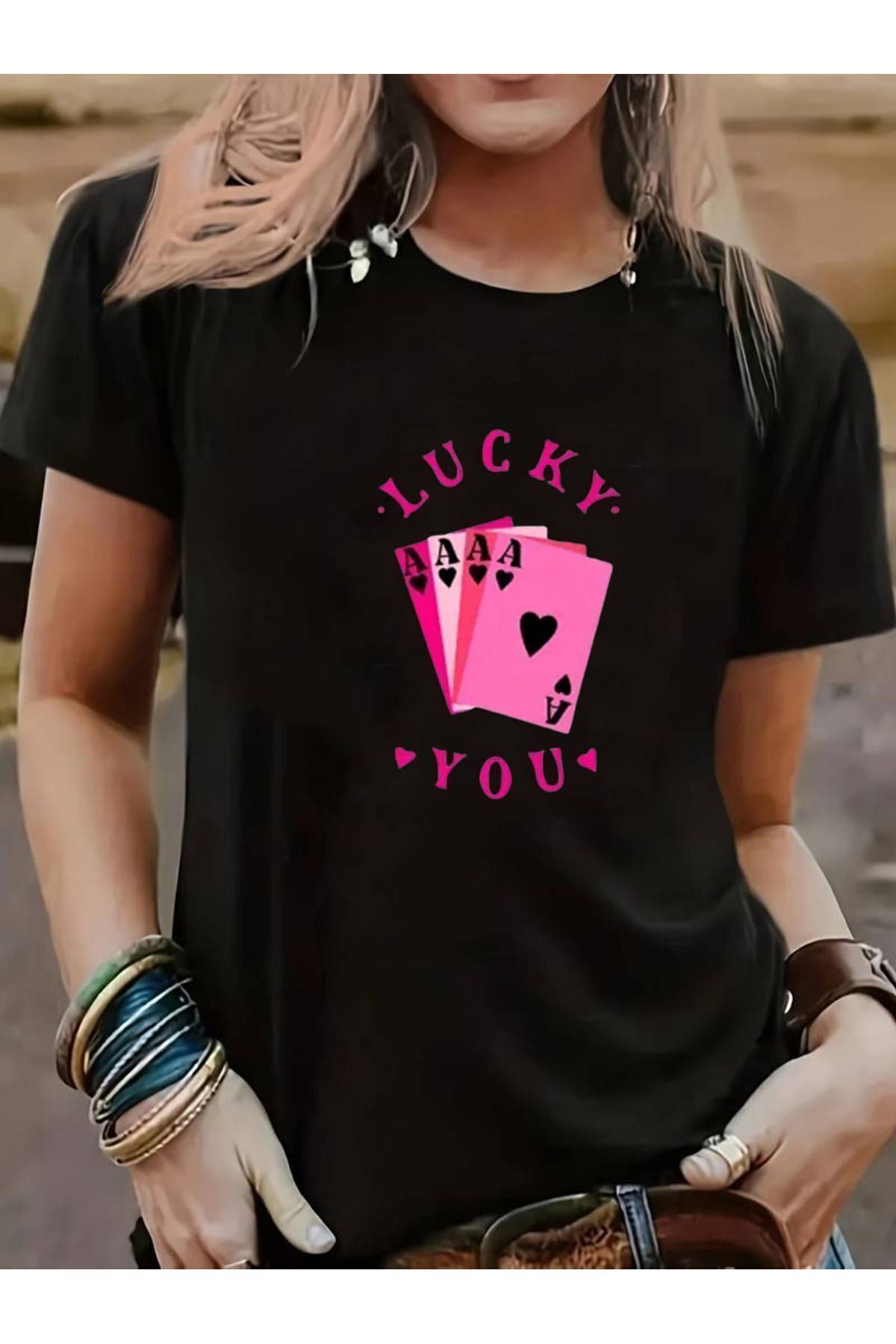 Hunors Sportswear & Company Lucky You Baskılı Pamuk T-shirt