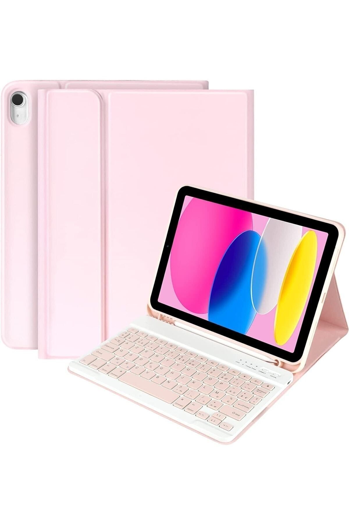 EHZ TEKNOLOJİ Ipad (A16) 10. Nesil 2022/2025 Uyumlu Bluetooth Türkçe Q Klavyeli Kılıfı