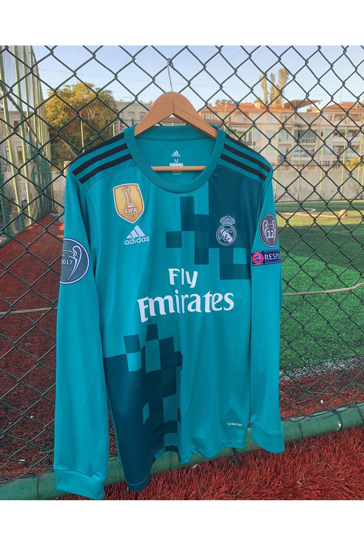 yenteks Ronaldo Real.Madrid 2018 Turkuaz Şampiyonlar Ligi Uzun Kol Yetişkin Forma