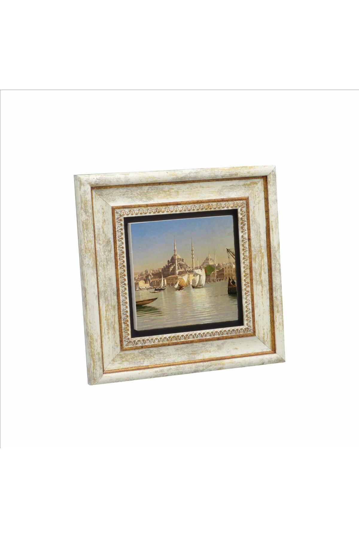 Souvenest Eminönü Yeni Camii Çizim, Osmanlı Dönemi Baskılı Doğaltaş Tablo 20cmx20cm Krt-043