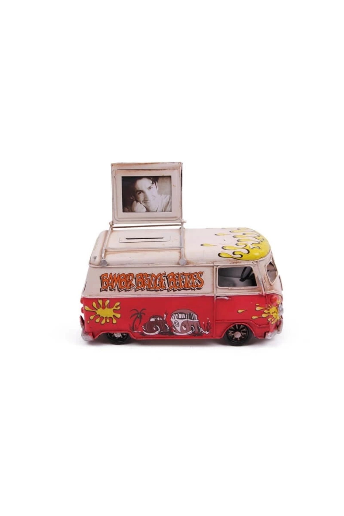No8 Home Dekoratif Metal Minibüs Çerçeveli Ve Kumbaralı