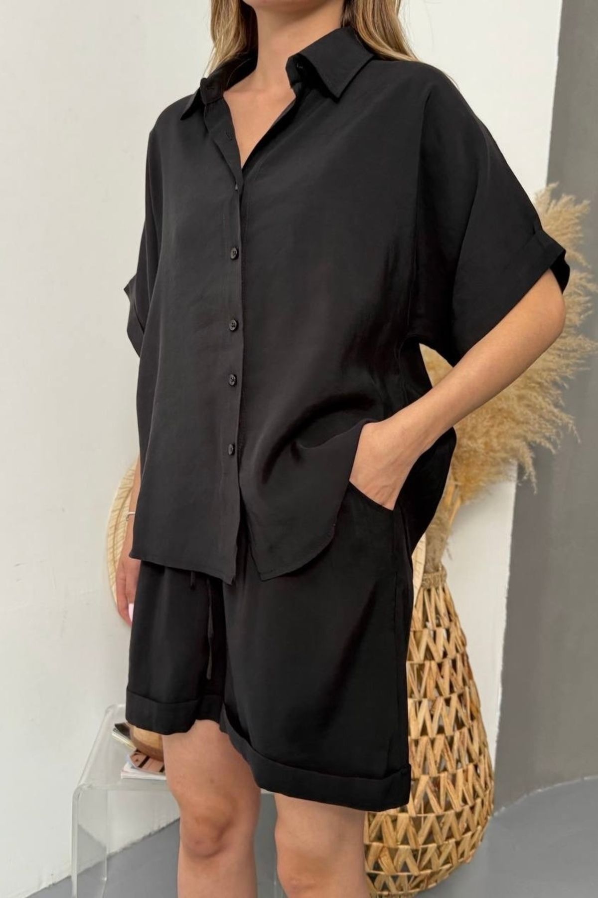 bb butik basic Dökümlü Şortlu Star Takım ST2309