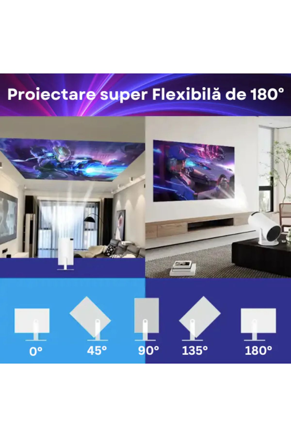 varioshop-Castellano® Premium Smart LED Video Projector, Portable, 4K UltraHD, Android 11, Built-in Speaker, 3