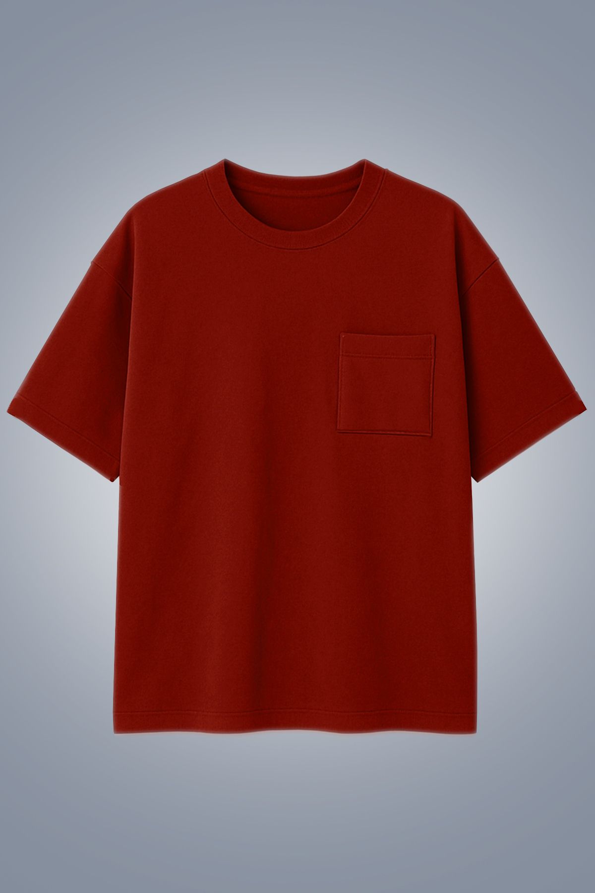 bilcee Erkek Bordo Oversize Cepli Tişört 4582