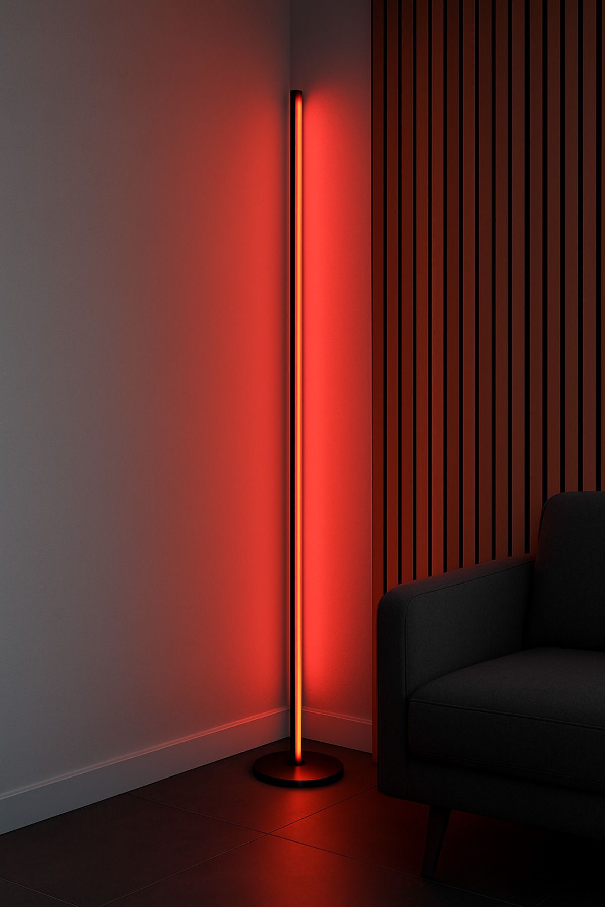 DECOALA Uzaktan Kontrollü LED Lambader | Duvar ve Zemin Tipi | 120 cm – Işık Efektli, Dimmer Özellikli