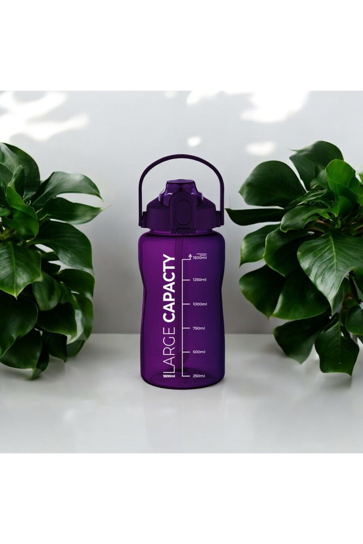 Espas Home-Large Capacity Water Bottle (1.5 L) |   Leakproof, Portable, Locking Lid, with Scale Indicator - Purple 1