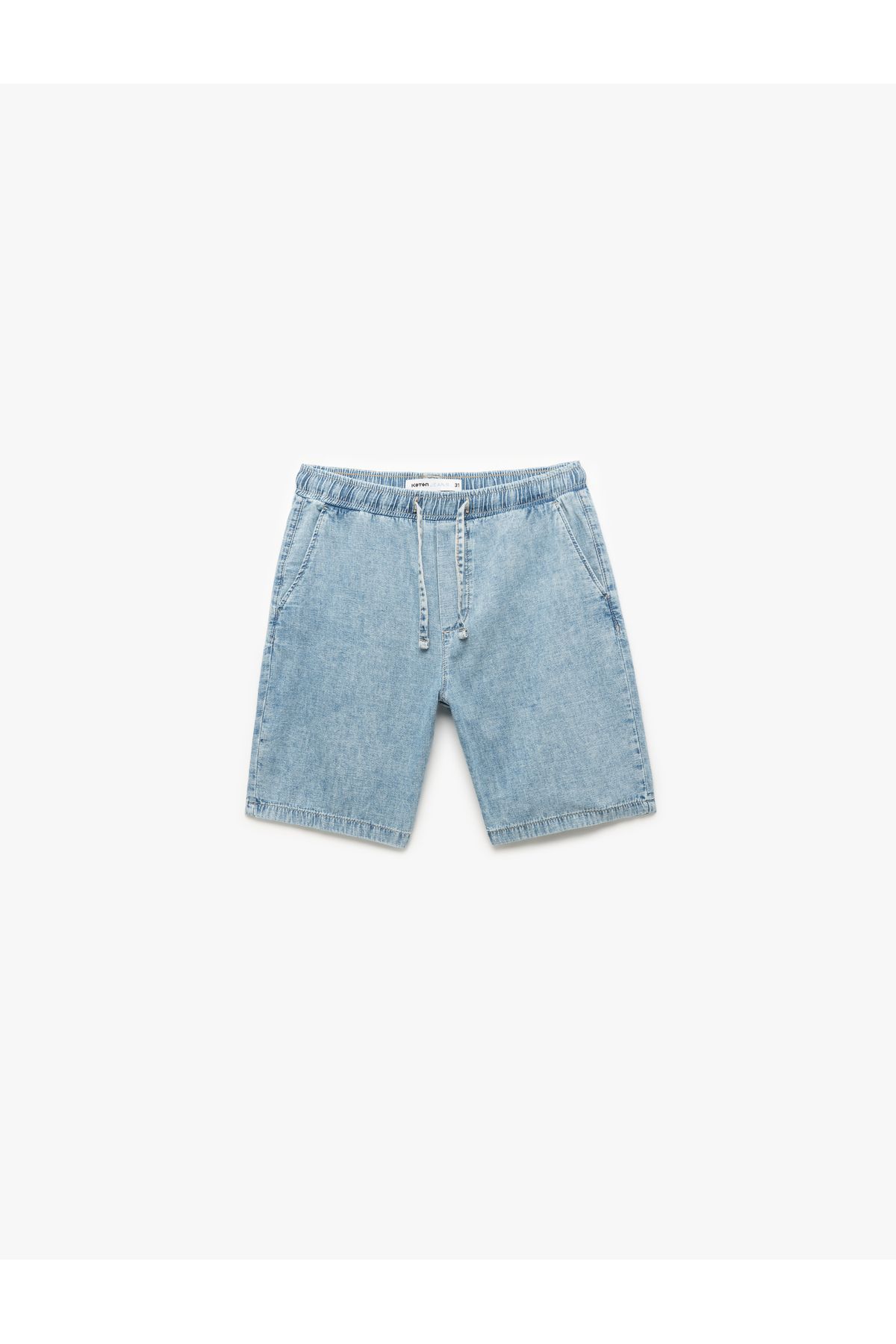 Koton Pamuklu Bol Cep Detaylı Oversize Beli Bağcıklı Bermuda Jean Şort