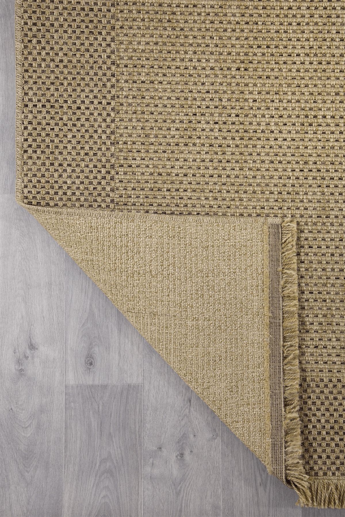 SANRUGS Home & Living Yıkanabilir Sisal Jüt Dokuma Hasır Halı Kilim Püsküllü Bej Kahve Mutfak Balkon Bahçe Teras