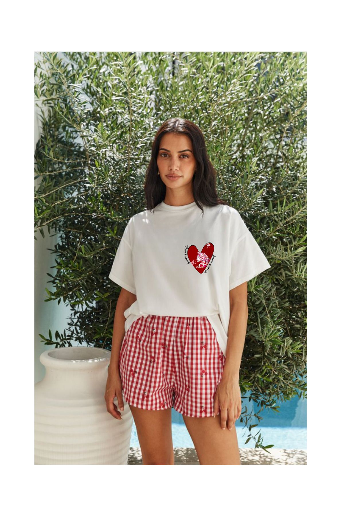 JANSO GROUP Kalpli Leopar Baskılı Oversize %100 Pamuk T-Shirt