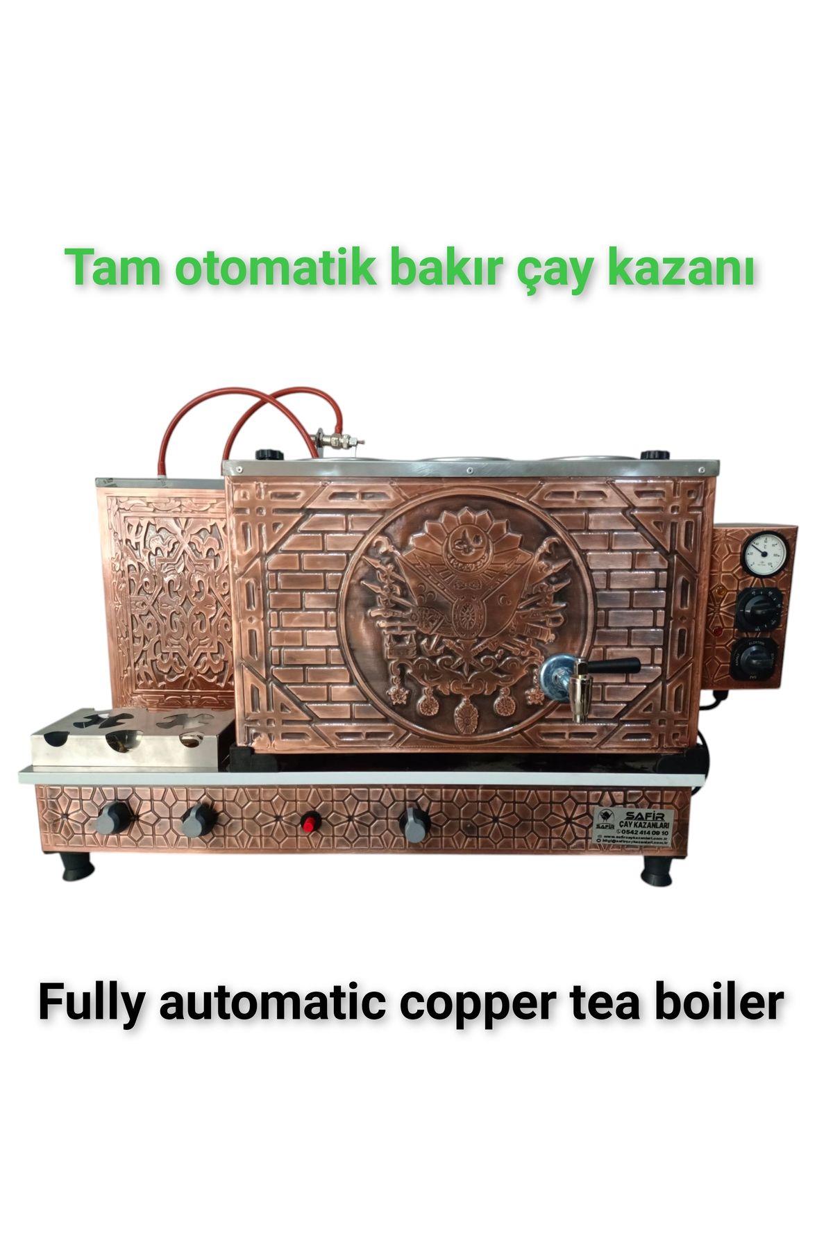 SAFİR ÇAY KAZANLARI 3 demlikli bakır çay kazanı sadece elektrikli bakır çay semaveri Osmanlı Tuğra model Çay Makinesi