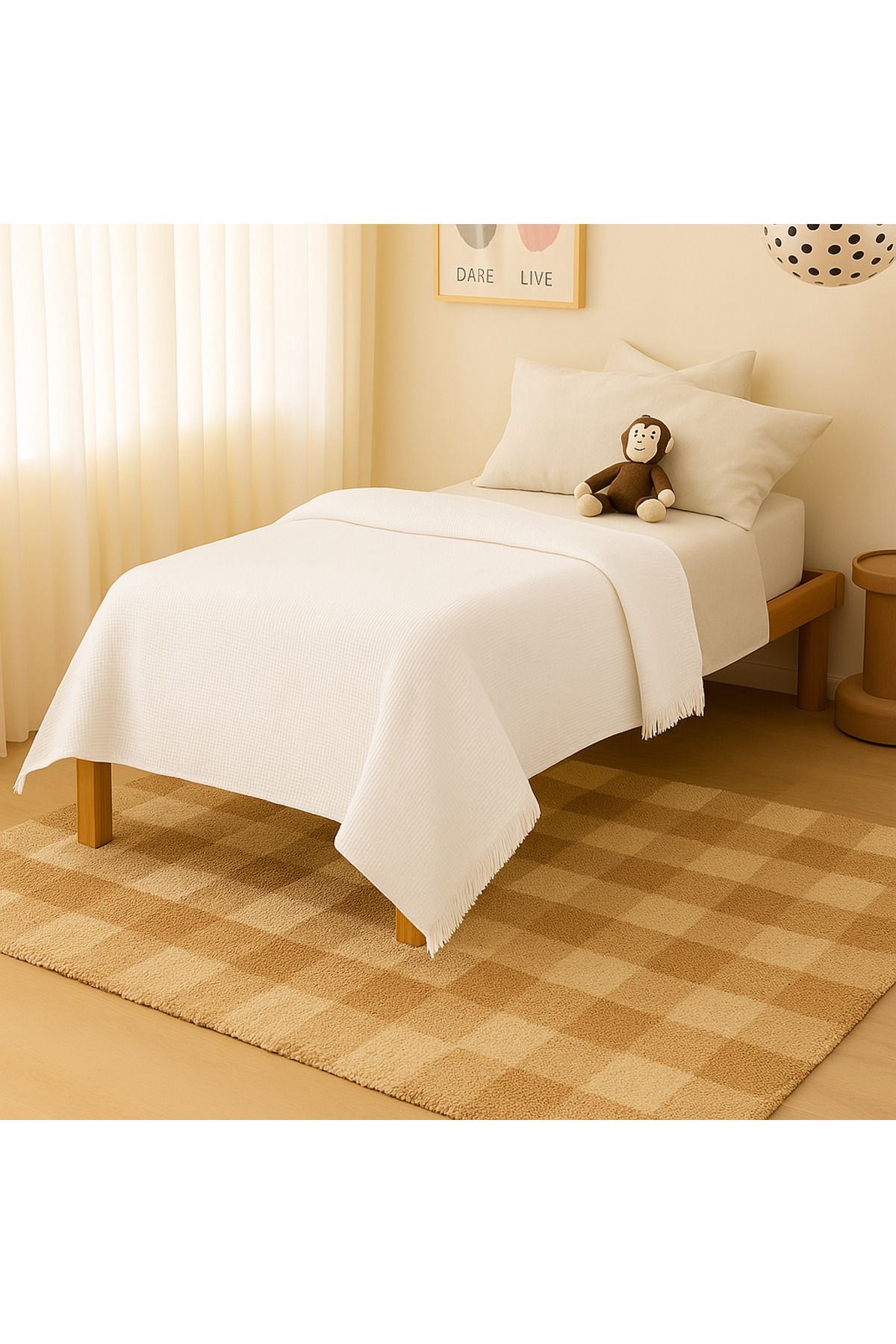 Bhoota Home Tek Kişilik 4 Katlı Müslin %100 Pamuk Yatak Örtüsü, Nefes Alabilen Kumaş 175x230