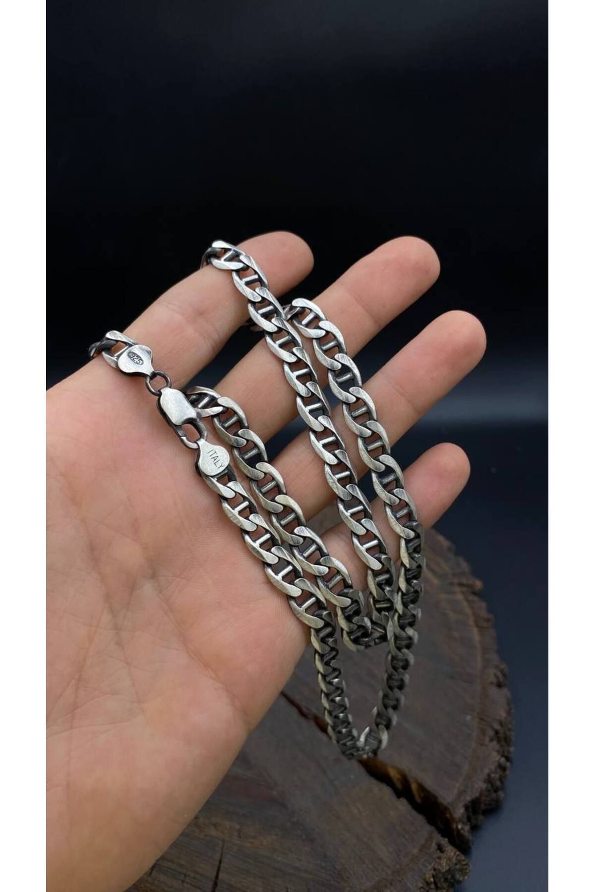DESİGN OTTOMAN KUYUMCULUK 7MM 925 ayar gümüş İtalyan Erkek Zincir