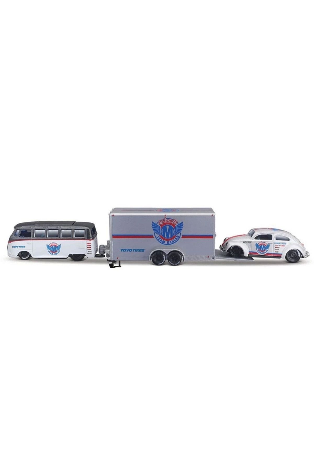 OurStyles Maisto 1/64 Design Seri Yarış Takımı Römork ve Araç Set