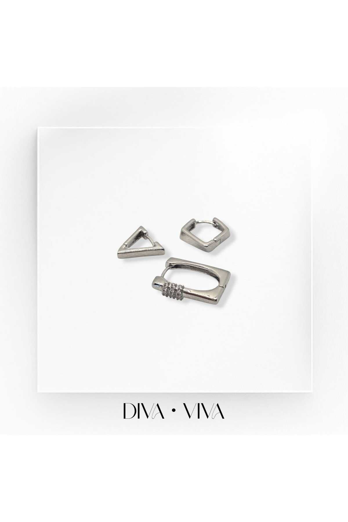 DivaViva Diva Viva - GeoTrio Kadın Küpe Seti