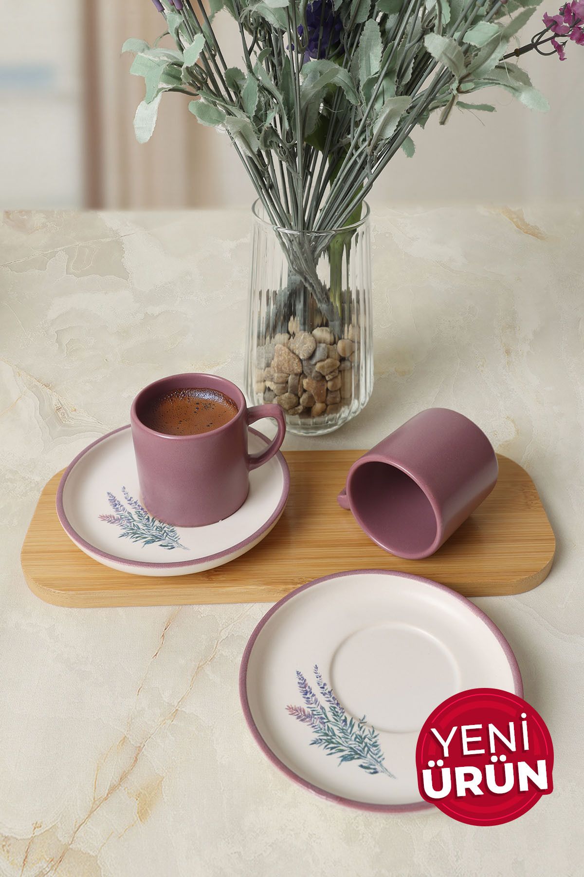 Keramika Elegant Blossoms Violet Kahve Takımı 4 Parça 2 Kişilik 21791