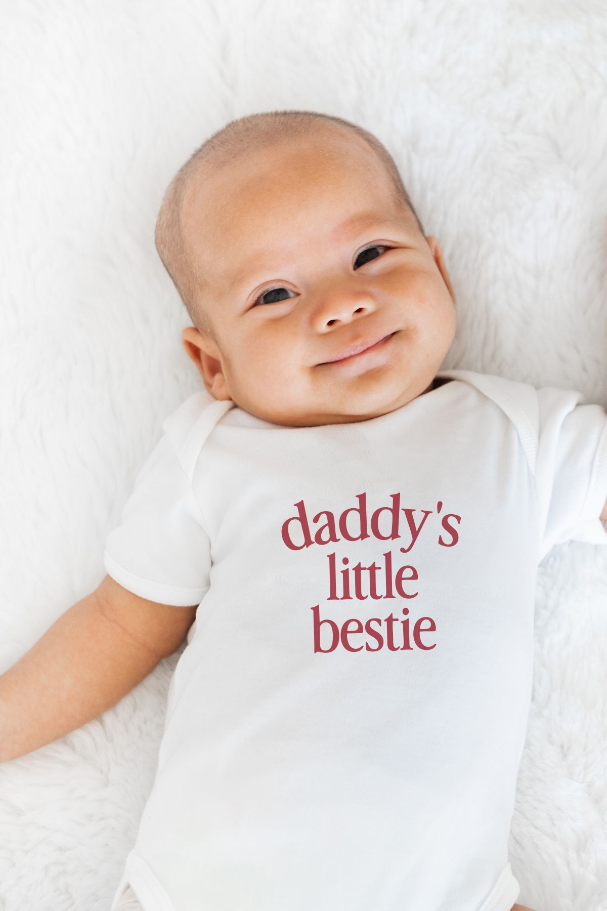 Cutie and Me %100 Pamuk Little Bestie Babalar Günü Özel Tasarım Baskılı Bebek Body Çıtçıtlı Zıbın Tulum