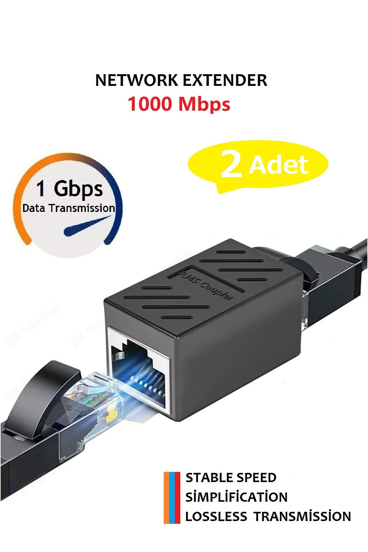 Vwin 2 Adet Ethernet Cat5 Cat6 Kablosu Uzatma Aparatı RJ45 Jack Birleştirir Ekler
