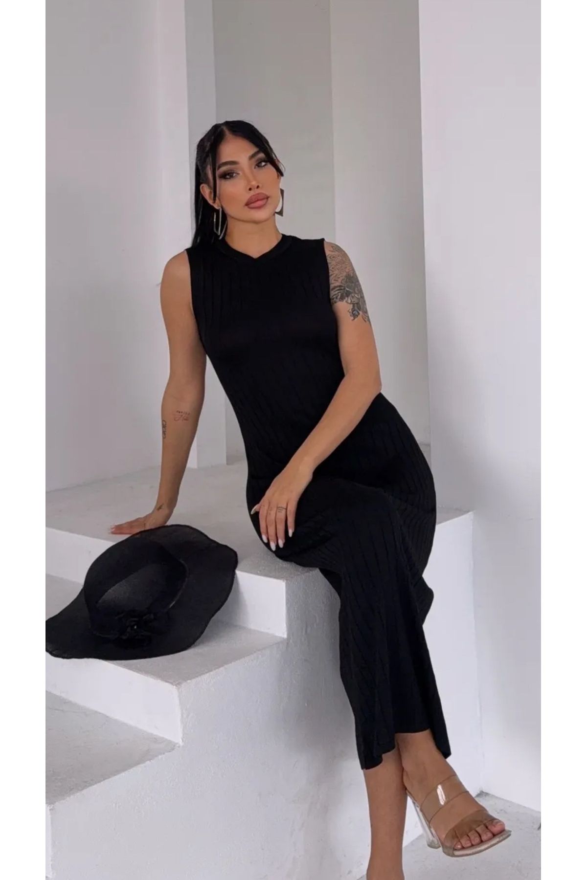 Noi Belis Maxi Boy Fitilli Bisiklet Yaka Sıfır Kol Yazlık Elbise SS25EL0009