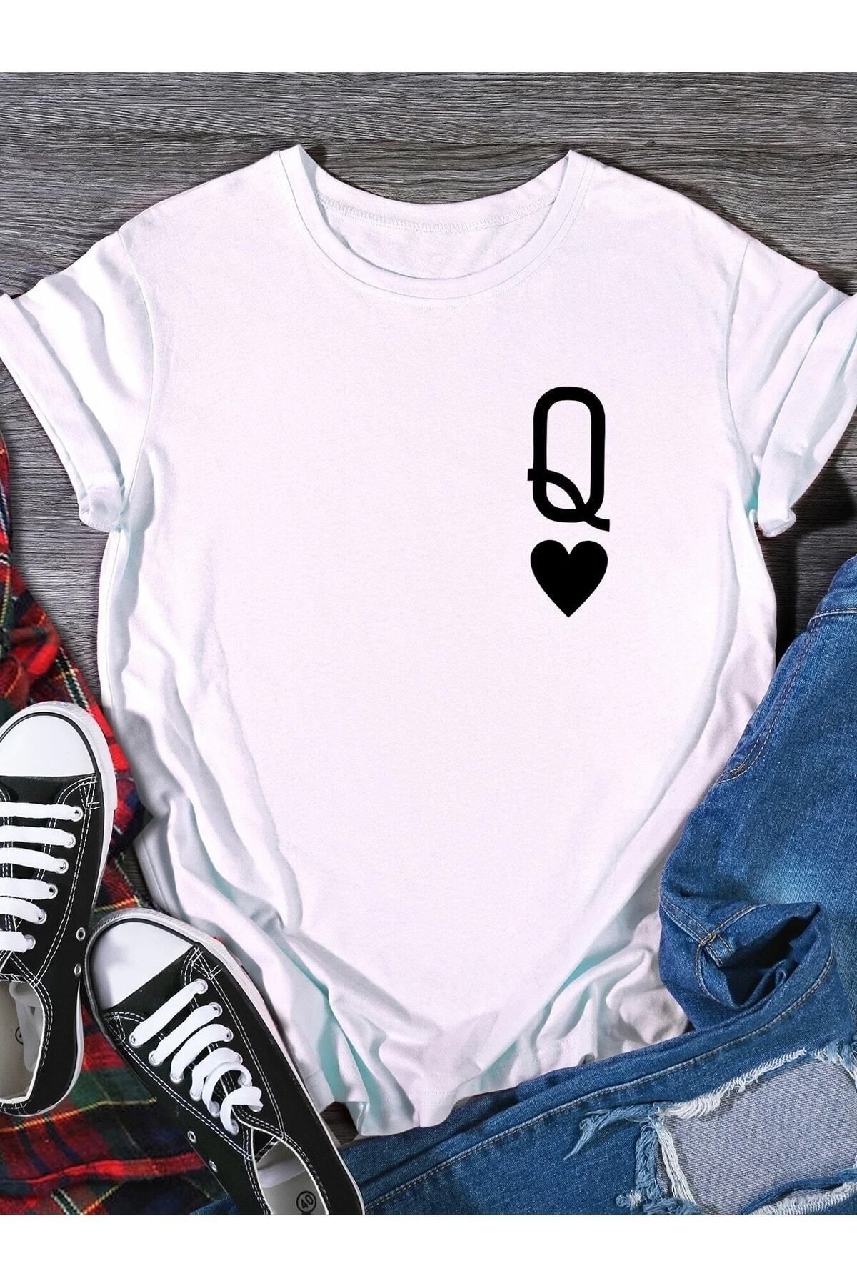 Boi Kupa Kızı Baskılı Kadın / Kız Oversize Beyaz Salas T-shirt Boyfriend