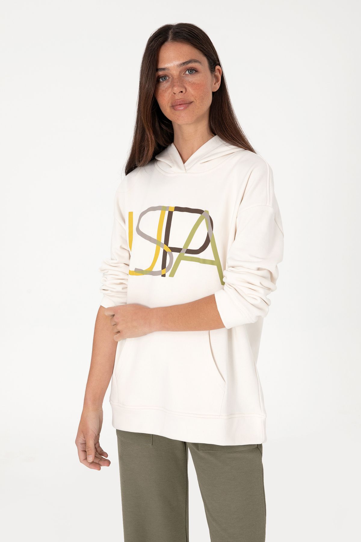 U.S. Polo Assn. Kadın Krem Sweatshirt 50291261-VR071
