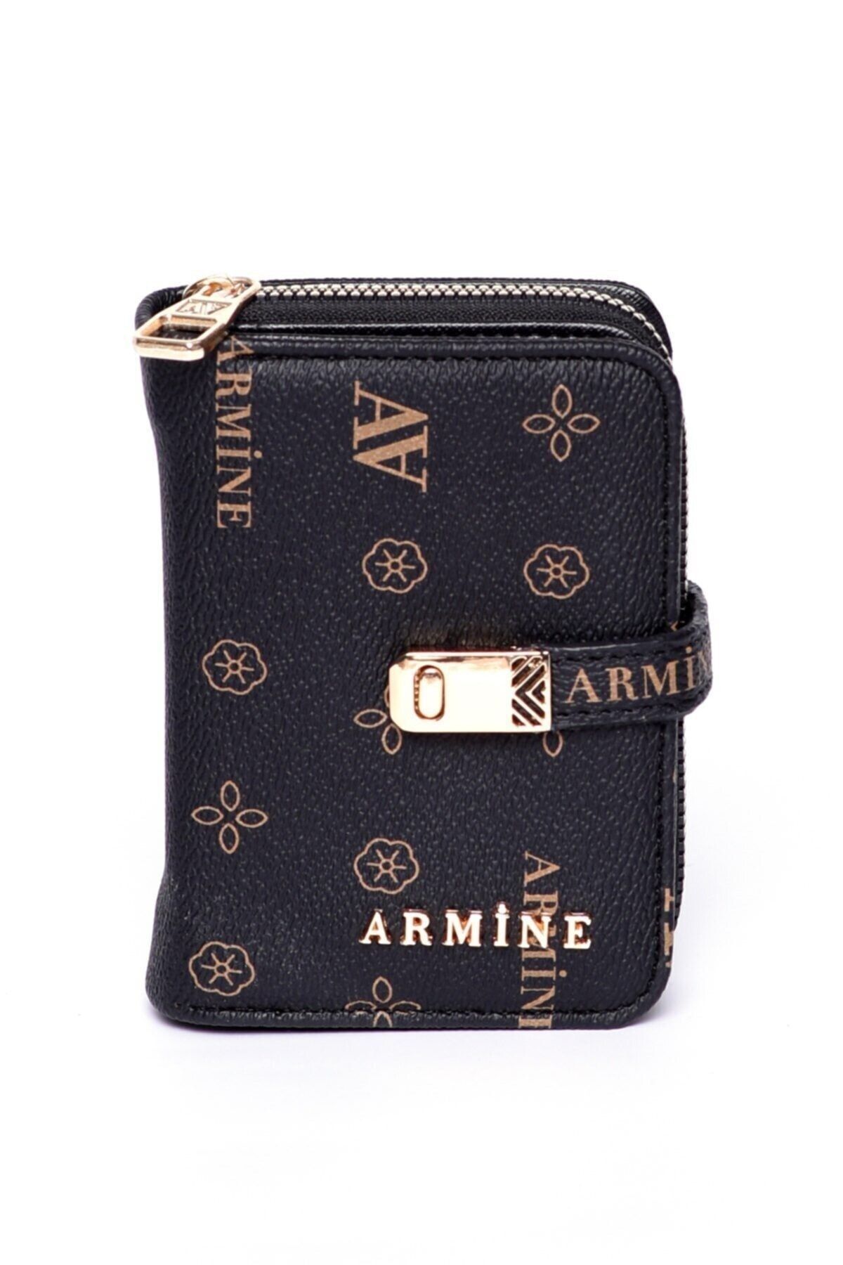 Armine Modern Kullanışlı Siyah Baskılı Cüzdan