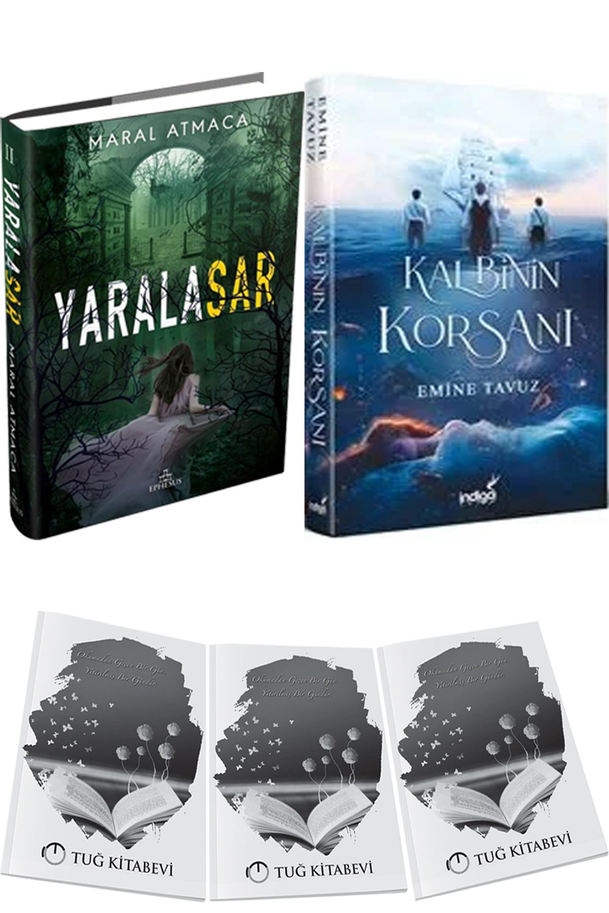 Ephesus Yayınları Yaralasar 2 Ciltli ve Kalbinin Korsanı Ciltli + Hediyeli