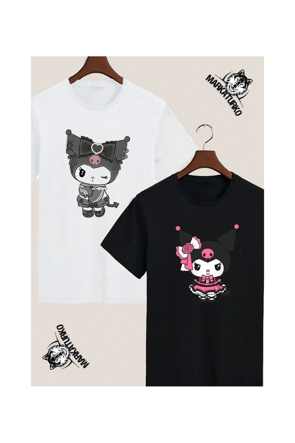 MarkaTurko KUROMİ ÖZEL TASARIM BASKILI 2'Lİ TSHİRT 58411-65-1