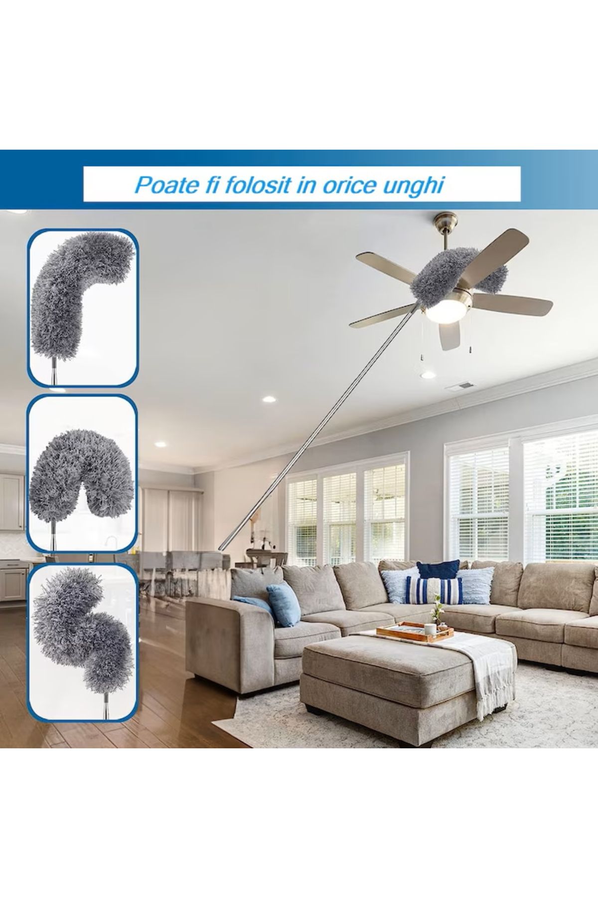 varioshop-VarioShop® dust brush/pad, Extendable handle up to 250 cm, For hard-to-reach areas, 5