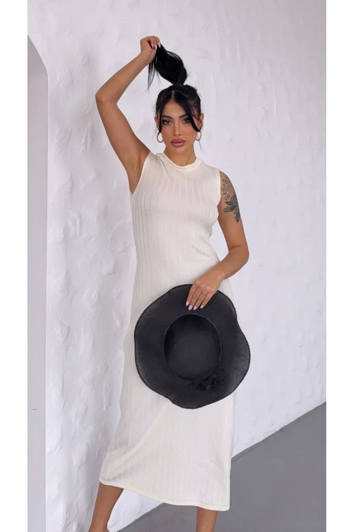 Noi Belis Maxi Boy Fitilli Bisiklet Yaka Sıfır Kol Yazlık Elbise SS25EL0009