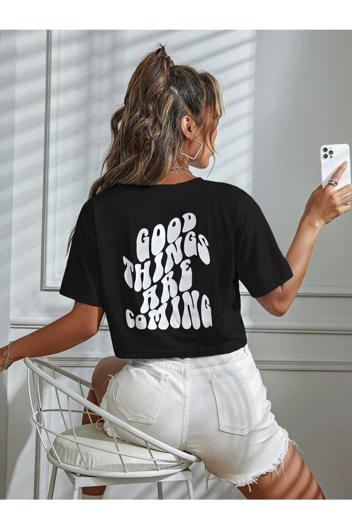 Hunors Sportswear & Company Kadın / Kız Crop Oversize Good Thıngs Baskılı