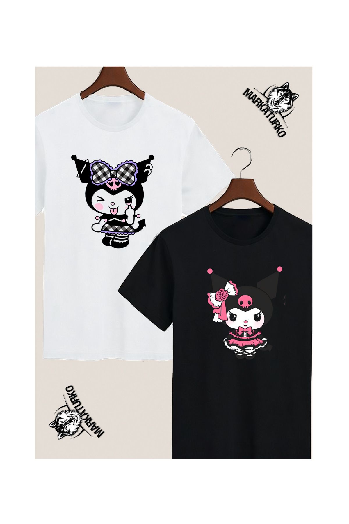 MarkaTurko KUROMİ ÖZEL TASARIM BASKILI 2'Lİ TSHİRT 58411-65-4