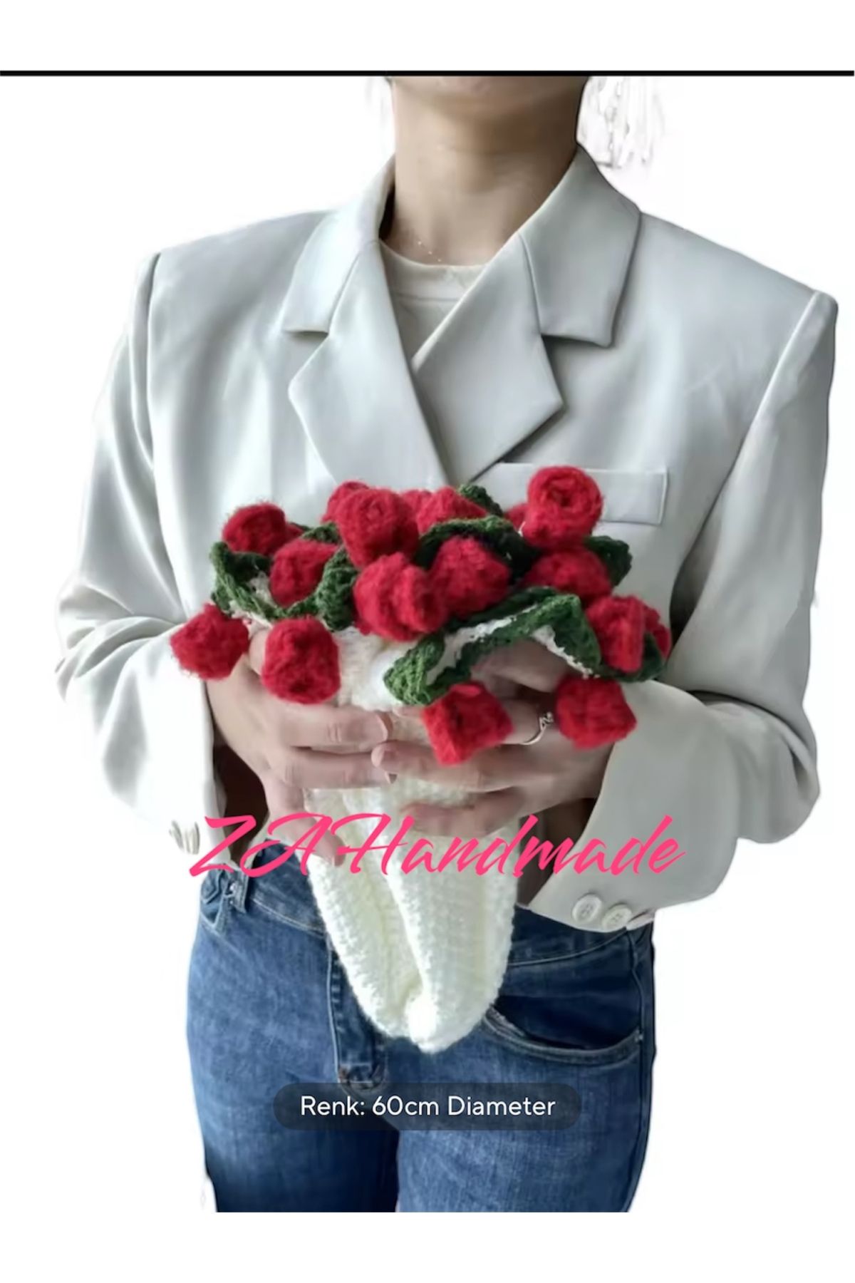 ZAHandmade Güllü buket şal (60cm)