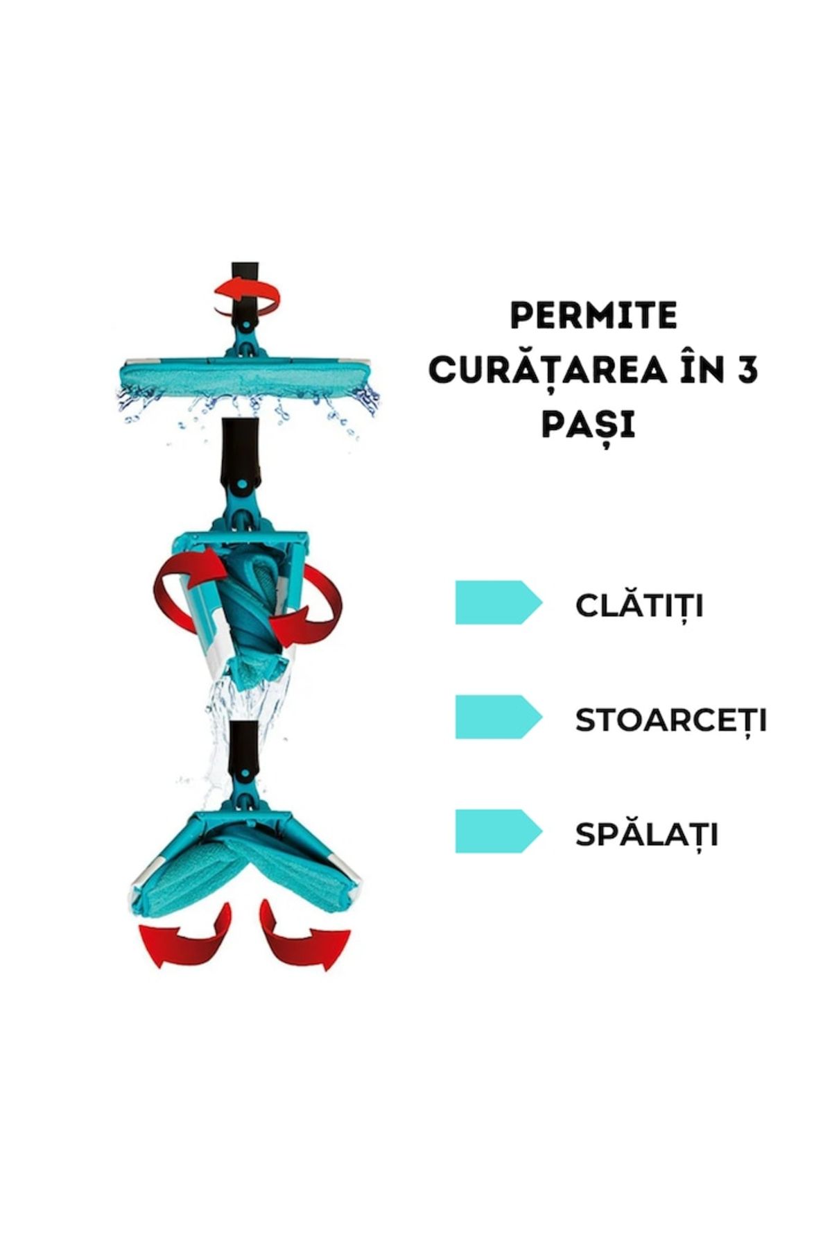 varioshop-Mop Rotativ cu Microfibra VarioShop®, Maner Reglabil, Rasucire Automata, pentru toate Tipurile de P 2
