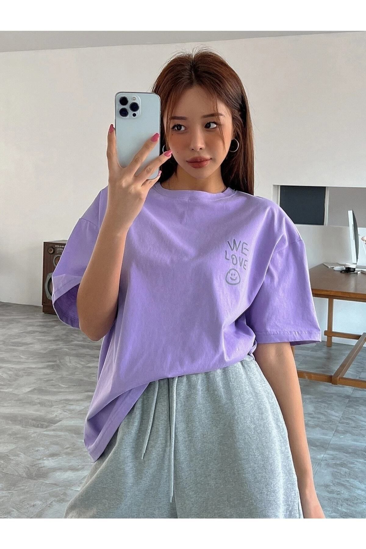 Boi Kadın / Kız We Love Baskılı Oversize T-shirt