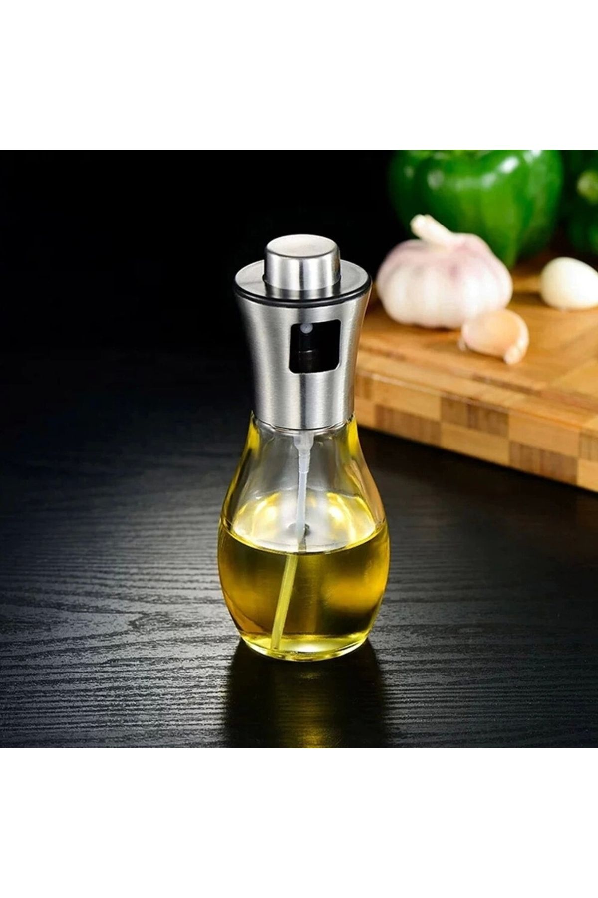 No8 Home Paslanmaz Çelik Başlıklı Cam Spray Yağdanlık