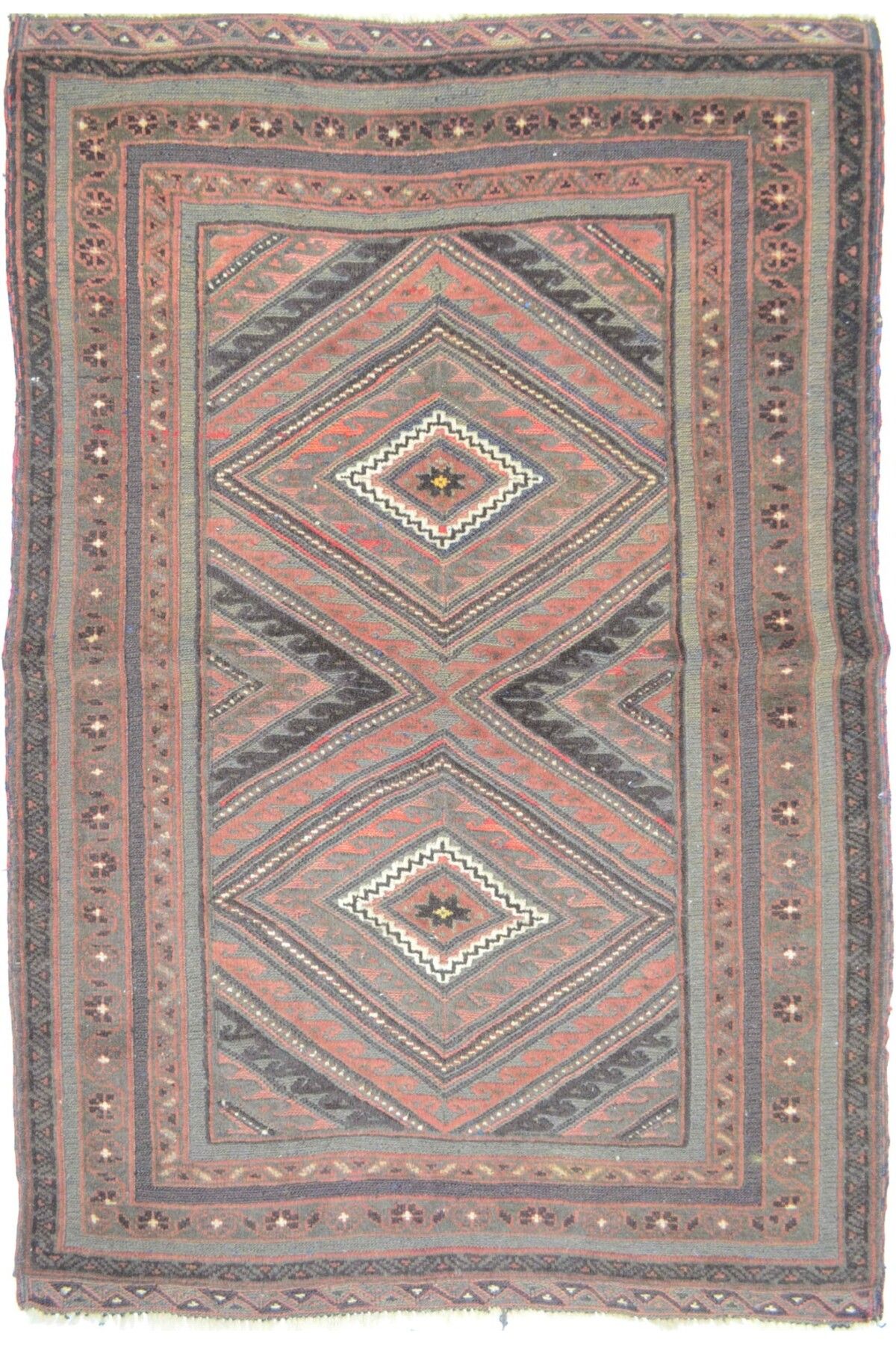 Handmade Afgan Muşvani El Dokuma Kabartmalı Kahverengi Yün Kilim 83x120 cm (1 m²)