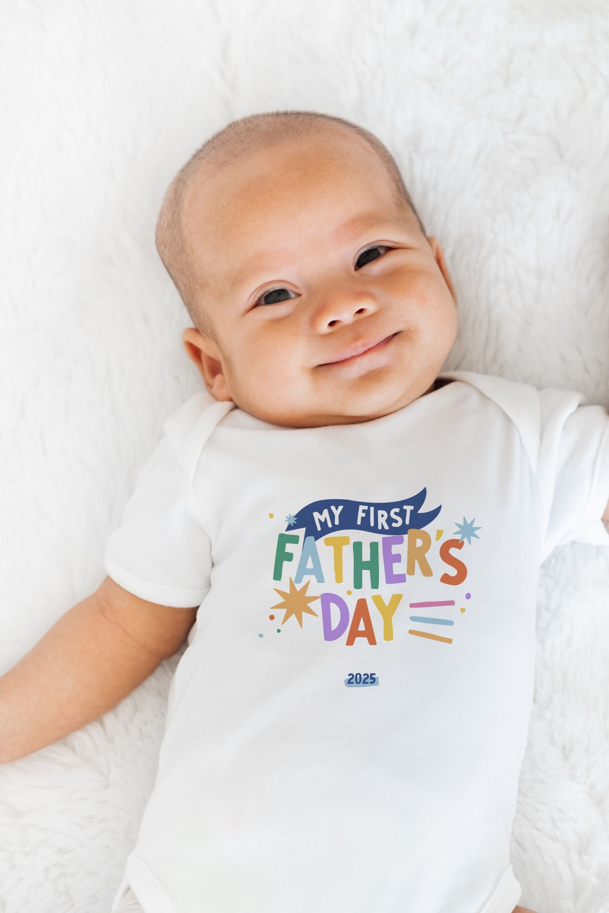 Cutie and Me %100 Pamuk 'MyFirst' Babalar Günü Özel Tasarım Baskılı Bebek Body Çıtçıtlı Zıbın Tulum