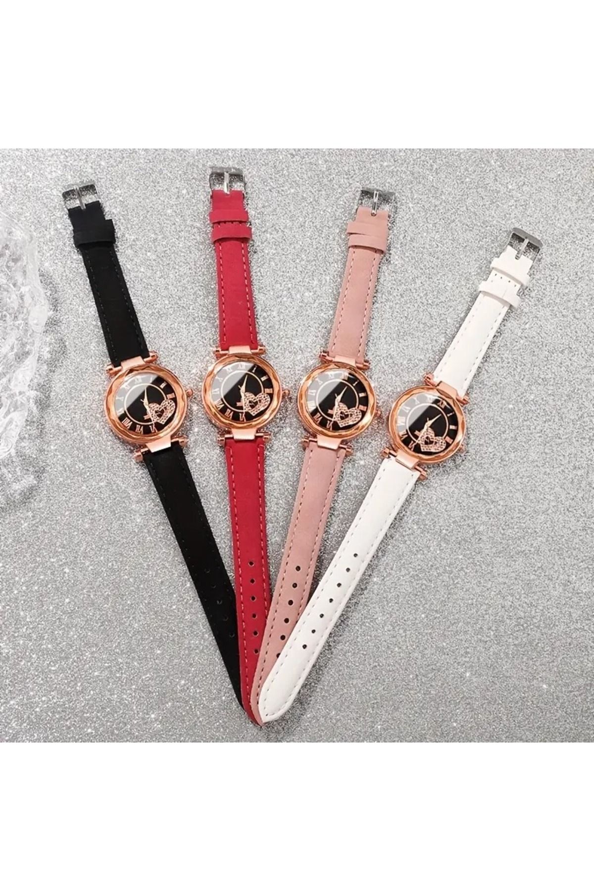 Feron accessories Kalp Motifli Rose Gold Kadın Kol Saati TMB122