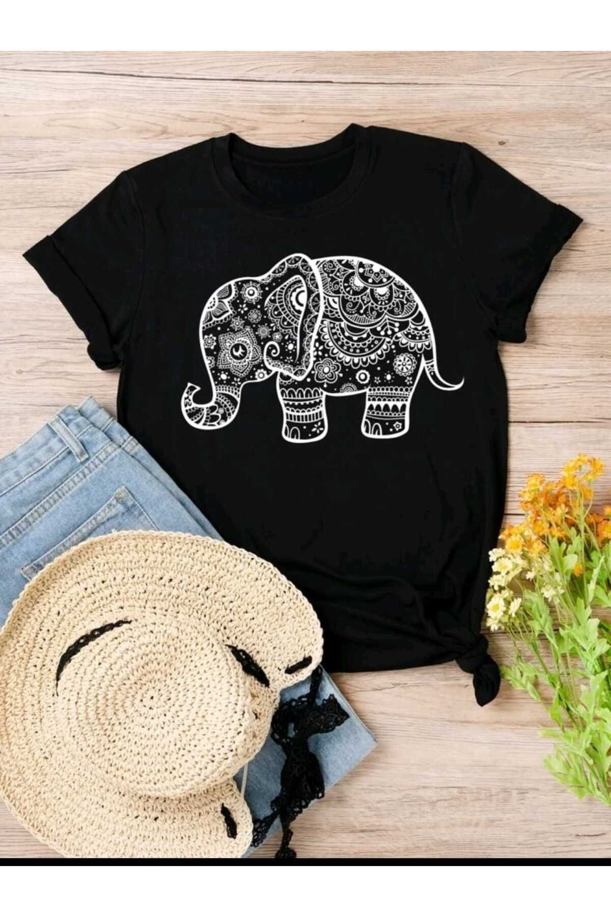 Hunors Sportswear & Company Elephant Fil Baskılı Oversize Salaş Boyfirend Ünisex T-shirt