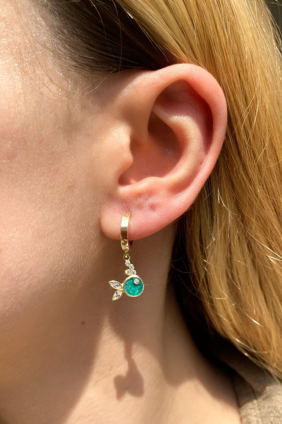 Spossy Silver Jewelry Mineli Balık Küpe