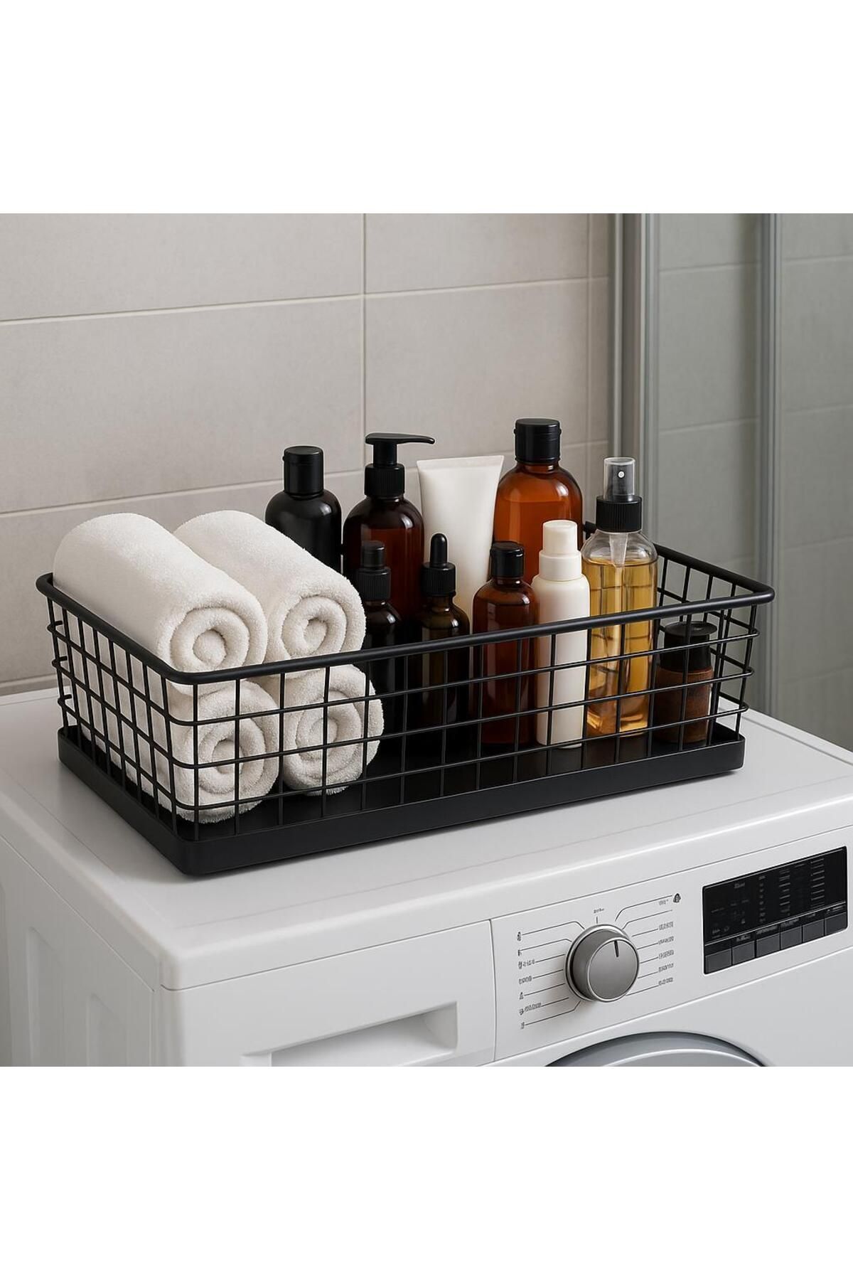 Okyanus Home Dikdörtgen Siyah Metal Organizer Sepet Maxi 18x33 Cm