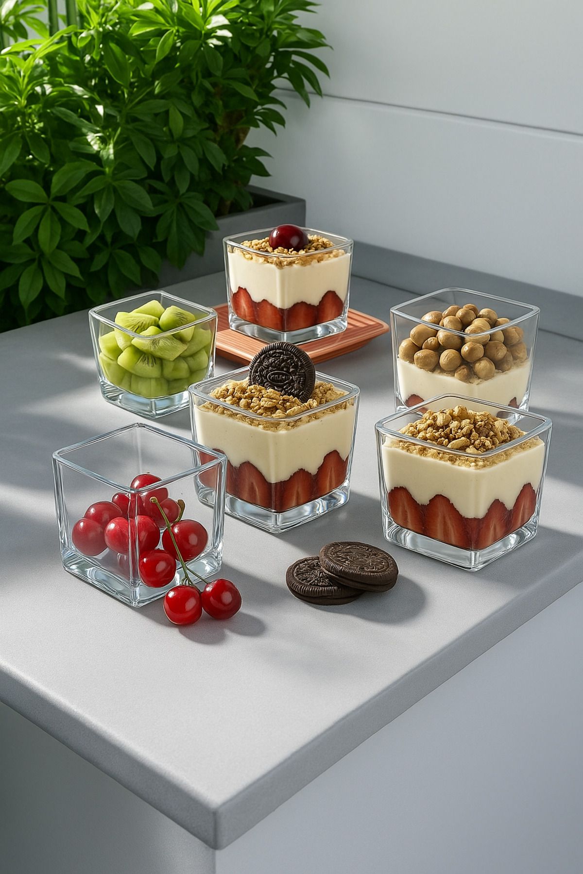 LOVER'S KİTCHEN aradığınız herşey 6' Lı Magnolia Cup Kase Kare Magnolya Puding Tatlı Dondurma Kasesi Sunum Seti