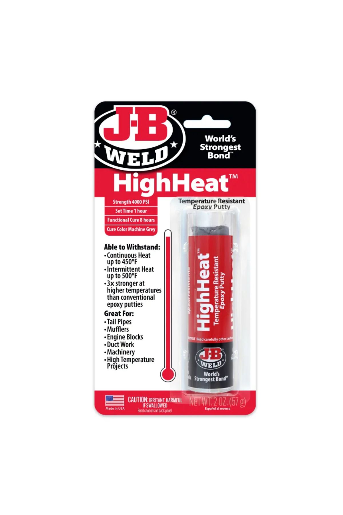 JB Weld High Heat Yüksek Isıya Dayanıklı Tamir Hamuru Otomotiv ve Endüstriyel bakım Tamir Macunu