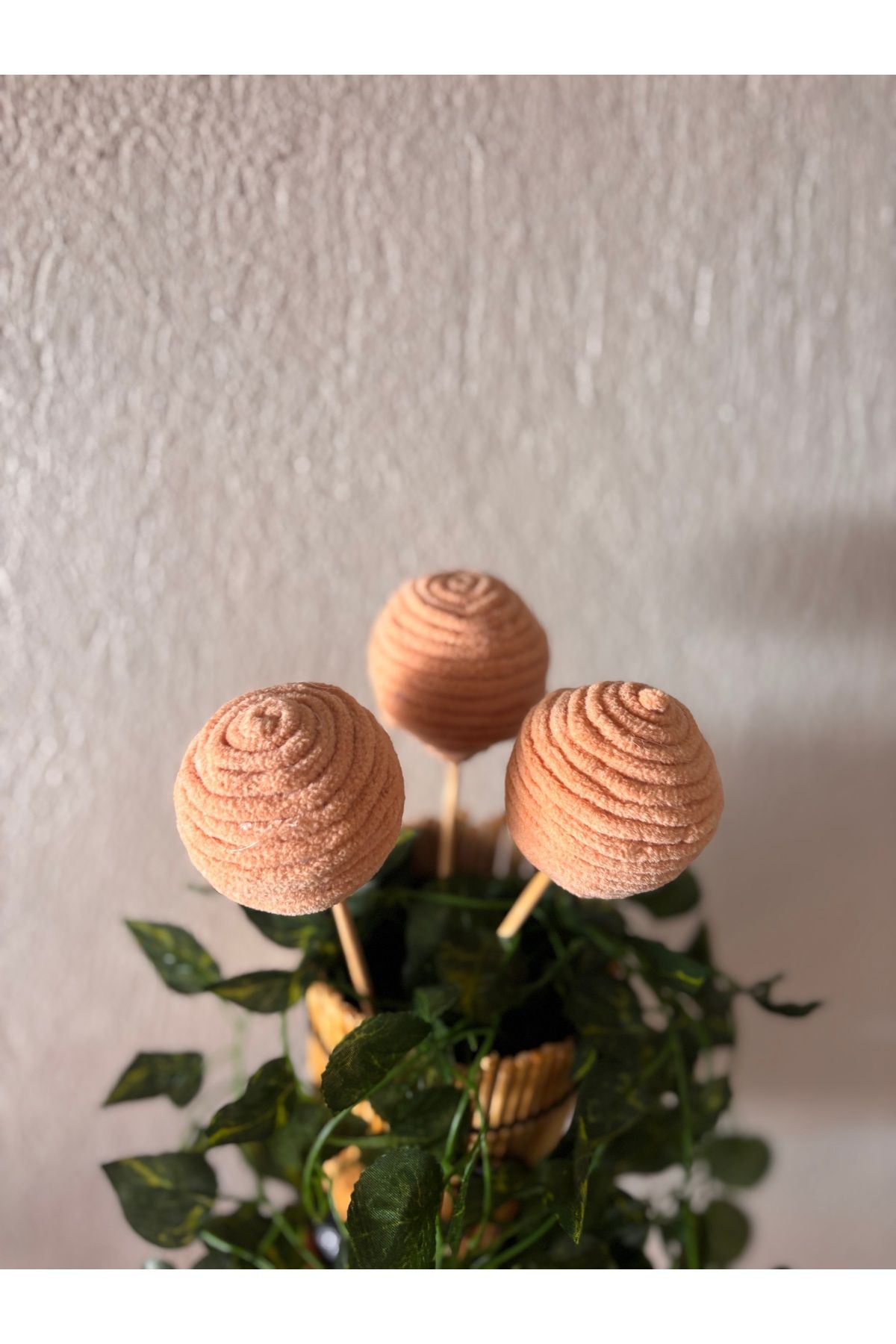 shop Dekorasyon Amaçlı 3 Adet Sade,Şık Yapay Top Çiçekler