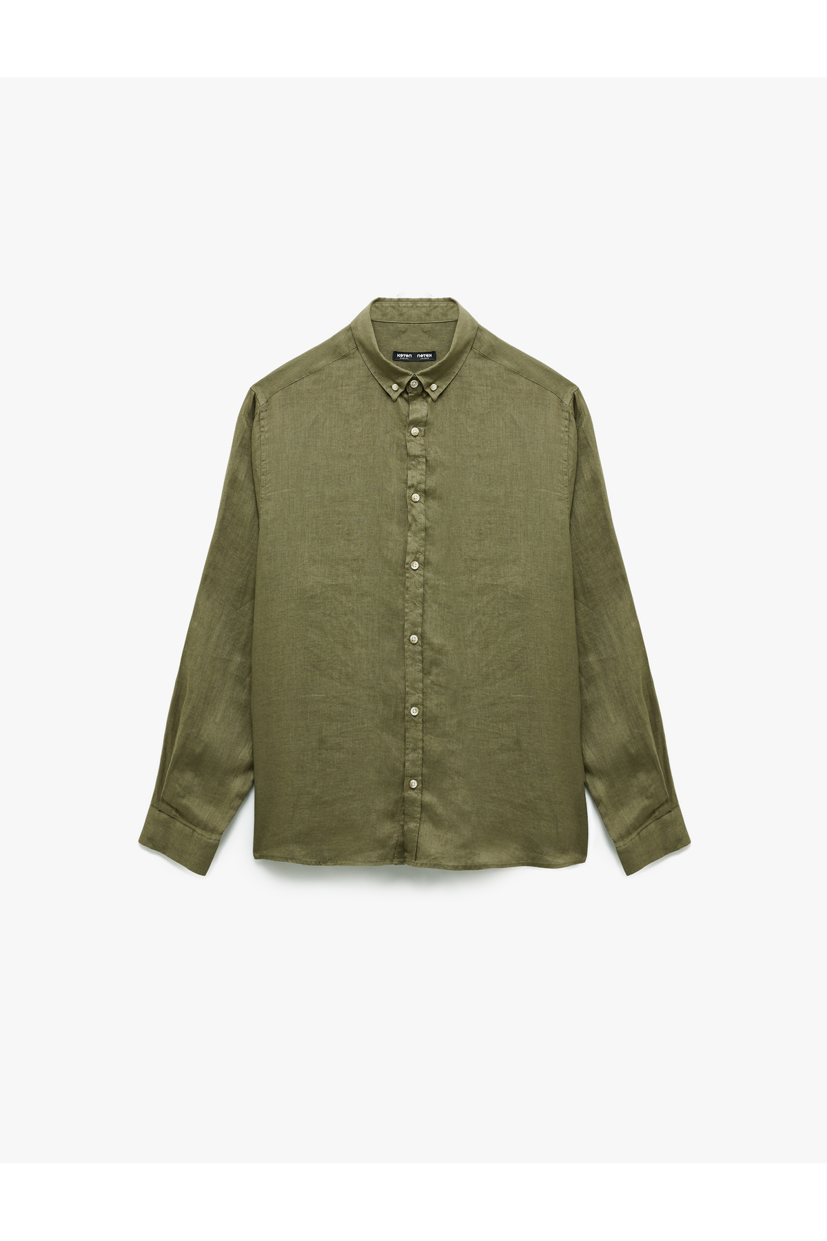 Koton  Uzun Kollu Regular Fit Düğmeli Yaka Klasik Keten Gömlek - Görsel 3