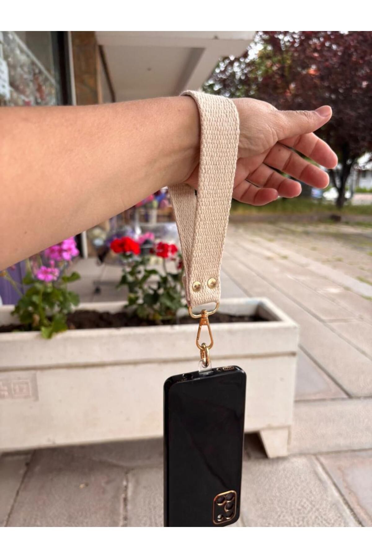 angel çanta aksesuar Angel Çanta Aksesuar Krem Renk Pamuklu Telefon Bilek Askısı, Telefon Zinciri, Telefon Askısı, Tüm T