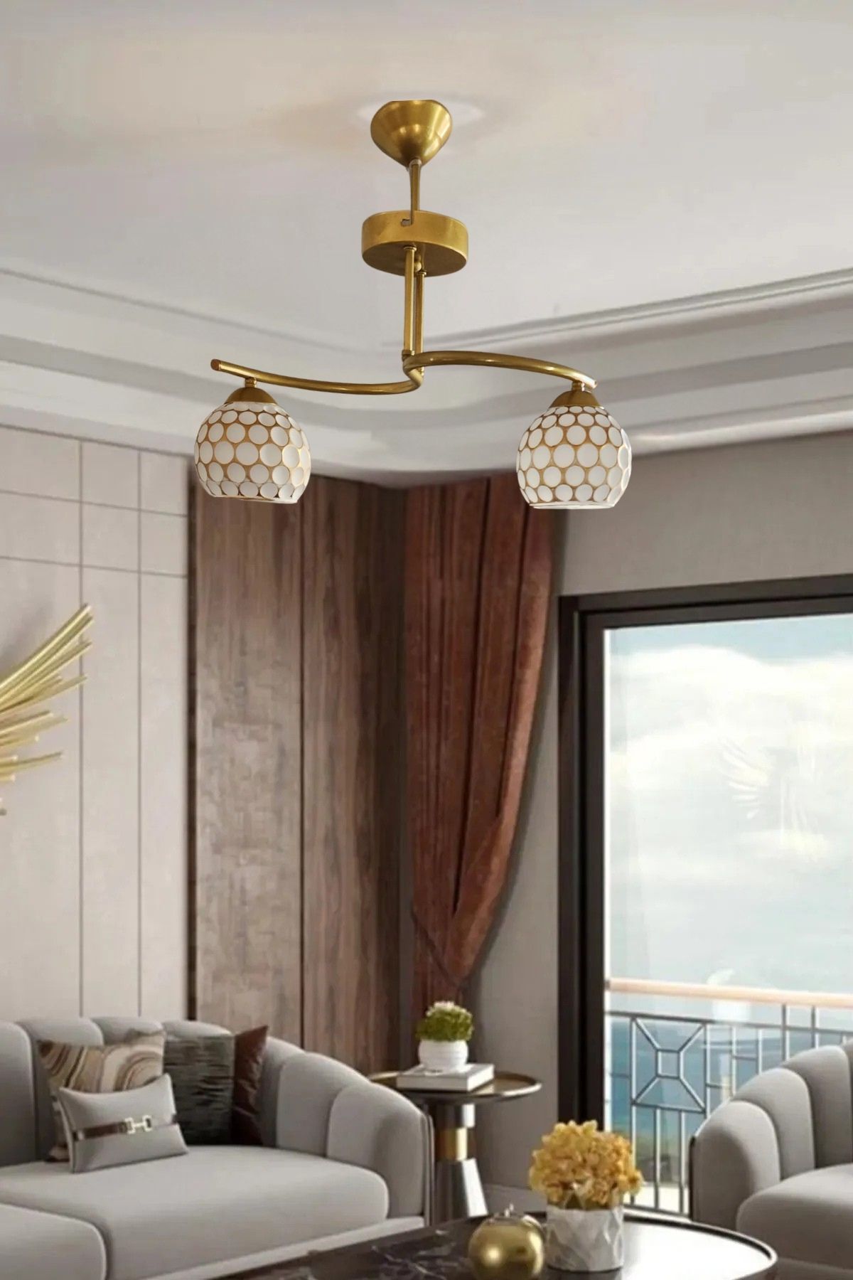 Ömür Avize ilkim 2li gold kasa avize