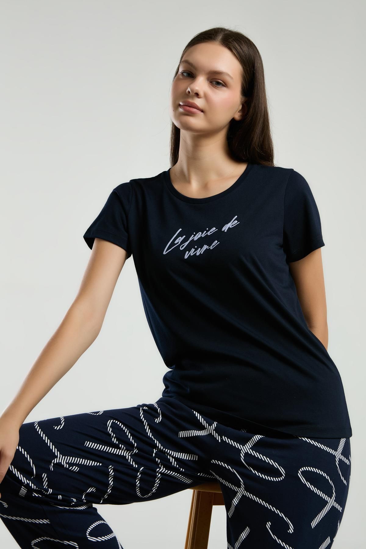Arnetta Büyük Beden Kadın Lacivert Pijama Takım